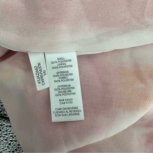 Calvin Klein Cinched Sleeve Chiffon Tie Dye Top Ginger Combo Sz L - Picture 10 of 11